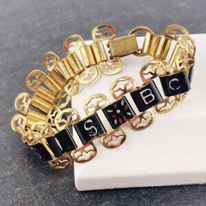 VINTAGE Tahsis, BC, brass souvenir bracelet c. 1930s 1940s 1950s tourist jewelry